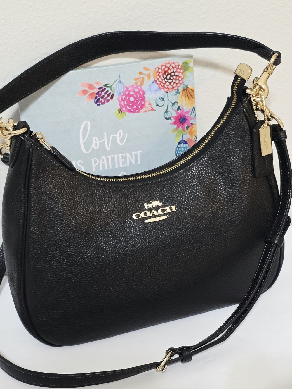 Coach Teri Hobo LARGE Crossbody Shoulder Bag Purse Black CJ517 Leather